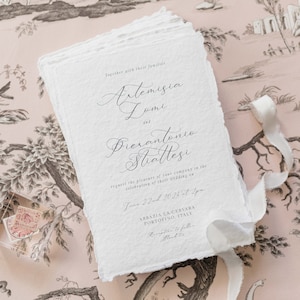 Faire-part de mariage Artemisia – ÉCHANTILLON, faire-part de mariage, faire-part de mariage fait main, faire-part de mariage à destination, papier frisé