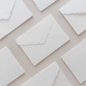 C6 – White Handmade Paper Envelope (Ungummed), Deckled Edge, Soft Handmade Paper, Invitation Card, Calligraphy, Wedding Stationery