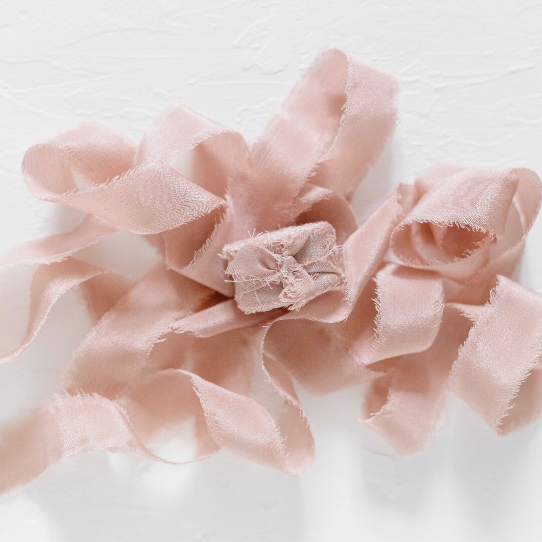 Blush Pink Silk Ribbon 15mm by 5 Meters, Hand Dyed, Floral Silk Ribbon