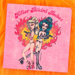 Badass meisjes Killer Bikini Babes beste vrienden Canvas Art Print / kamer decor esthetische tienermeisjes / Soft Goth / Riot Grrrl / Rebel Glam Girl