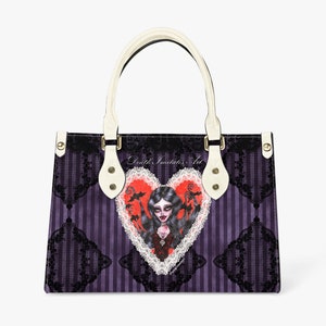Vampir-Vampir-Puppen-Damen-Einkaufstasche – pastellfarbene Goth-Reisetasche mit langem Riemen – Puppenkern – Mädchen-Vamp – freches und skurriles Gothic-Geschenk für sie