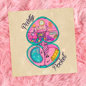 Vintage Polly Pocket 90s Doll House Art Print Canvas Yk2 / 2000s estética nostálgica / feminina fofa Kawaii retrô / decoração de quarto de adolescente pastel