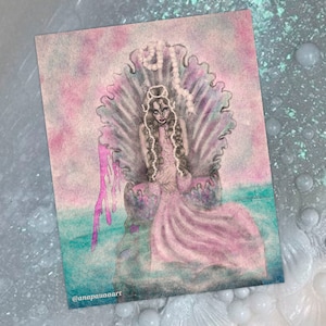 Mermaid Core Aesthetic Canvas / Siren Artwork room decor wall art print / Alternative Grunge / Soft Goth Gift Creepy Cute / Sea Magic Witch