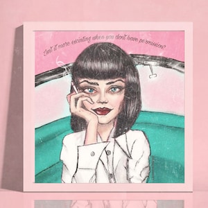Indie Room Decor - Pulp Fiction Quentin Tarantino -Mia Wallace Uma Thurman Canvas Art Print - Alternative Grunge - Retro Movie Poster Pinup