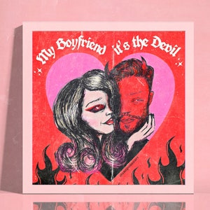 Devil Lovers / Demon Couple art print/ Alternative Grunge Home Decor/ Spooky / Creepy Cute/ Pastel Goth/Satanic Aesthetic/ Unholly/ Pinup
