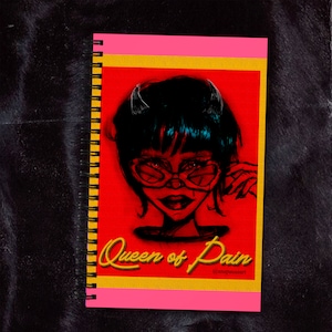 Grunge Devil Girl Demon Journal Notebook / Alternative Indie Core / Spooky Creepy Cute / Pastel Goth Satanic Aesthetic / Pinup Femme Fatale