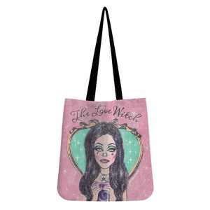The Love Witch Tote Bag – 60s Horror Movie, 90s Vintage Film, Pastel Goth Pink Tarot, Witchy Spooky Aesthetic image 3