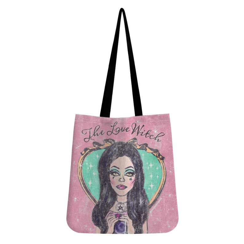 The Love Witch Tote Bag – 60s Horror Movie, 90s Vintage Film, Pastel Goth Pink Tarot, Witchy Spooky Aesthetic image 3