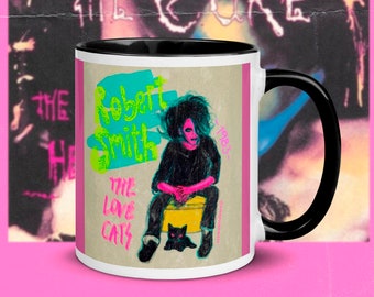 The Cure Robert Smith Love cats 80s Pop Art Ceramic Mug / Punk Rock / Alternative Grunge Aesthetic / Riot Grrrl / Rebel / Soft Goth / Cute