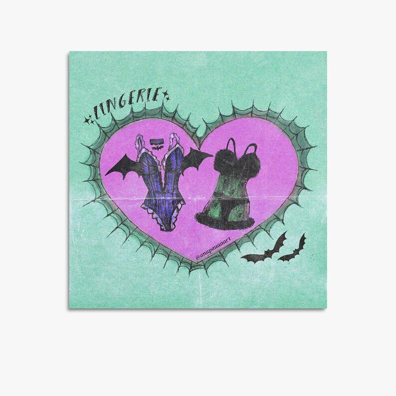 Pastel Gothic Aesthetic Halloween Lingerie Canvas Art Print / Soft Goth Spooky Cute / Creepy Cute / Glamor Ghoul / Zombae Classic Monsters image 7