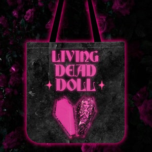Goth Glam Coffin Vampire Girl Tragetasche – Neon Living Dead Doll, alt Grunge gruselig, gruselig süß, Vintage tödliche Puppenästhetik
