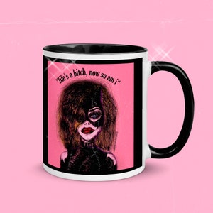 Catwoman Michelle Pfeiffer Coffee Mug - Pink Goth Aesthetic - 90s Grunge - Tim Burton Gift for Girls - Spooky Decor - Pink Halloween Art