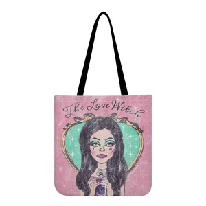 The Love Witch Tote Bag – 60s Horror Movie, 90s Vintage Film, Pastel Goth Pink Tarot, Witchy Spooky Aesthetic image 2