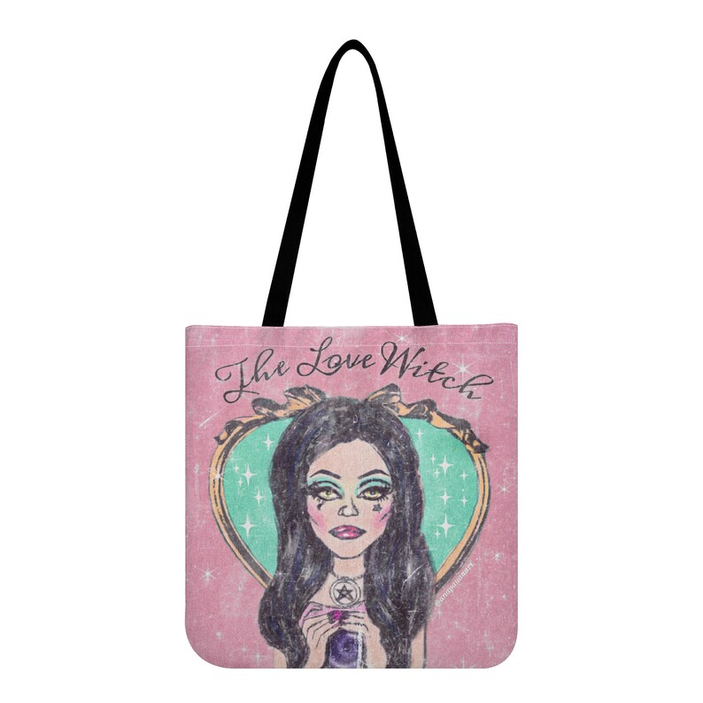 The Love Witch Tote Bag – 60s Horror Movie, 90s Vintage Film, Pastel Goth Pink Tarot, Witchy Spooky Aesthetic image 2