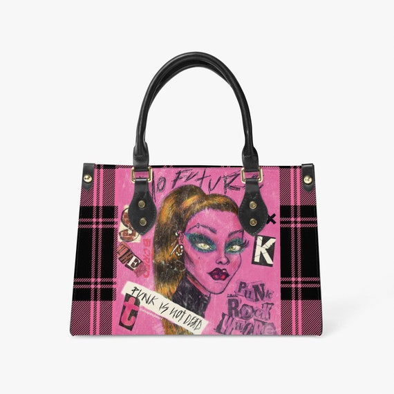 バッグ ripstop reusable bag - pink/black Pink Riot Punk Girly Leather Crossbody Bag – Grunge Collage