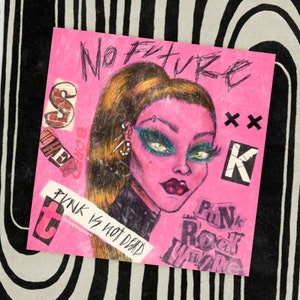 Punk Rock Aesthetic Riot Grrrl Collage Canvas Art Print Home Decor / Alternative Grunge Art / Soft Goth / Riot Rebel Girl / Yk2 Collage