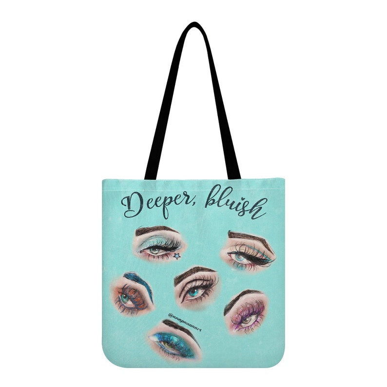 Vintage Glam Soft Aesthetic Tote Bag – Feminine Makeup Art, Femme Fatale, Blue Fairy Angel Aesthetic, Girly Gift image 2