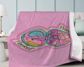 Polly Pocket Doll House Blanket – Nostalgic Pastel Goth Cozy Throw, Retro 90s Girl Room Decor