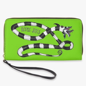 Beetlejuice Sandworm PU Leather Wristlet Clutch Wallet – Gothic Tim Burton-Inspired Creepy Cute Wallet