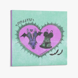 Pastel Gothic Aesthetic Halloween Lingerie Canvas Art Print / Soft Goth Spooky Cute / Creepy Cute / Glamor Ghoul / Zombae Classic Monsters image 8