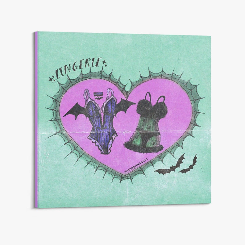 Pastel Gothic Aesthetic Halloween Lingerie Canvas Art Print / Soft Goth Spooky Cute / Creepy Cute / Glamor Ghoul / Zombae Classic Monsters image 8