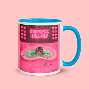 Pink Alternative Art Ceramic Mug / Pink Heart / Glam Grunge Coffee Cup / Creepy Cute / Pinup Gal / Valentines Aesthetic Gift
