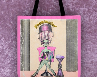 Bride of Frankenstein Tote Bag – Classic Monster Art, Gothic Horror, Creepy Cute Aesthetic