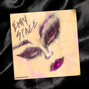 Retro Grunge Dark Evil Eyes Canvas / Neon Art Print / Alternative room Decor / Pink Grunge / Riot Grrrl / Glam Rock/ soft goth / e-girl dorm