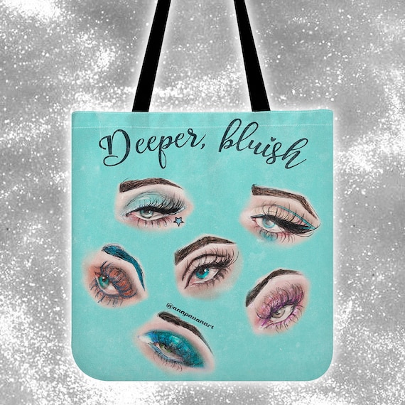 Vintage Glam Soft Aesthetic Tote Bag – Feminine Makeup Art, Femme Fatale, Blue Fairy Angel Aesthetic, Girly Gift