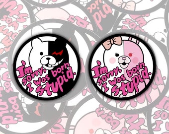 I'm Sorry I Was Born Stupid Monokuma and Monomi Sticker, Danganronpa Sticker