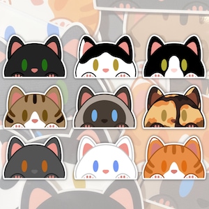 Katze Mini Peeker Aufkleber, individuelle Katzenportrait, individuelle Haustierportrait, individuelle Tiersticker