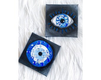 4x4” Mini Abstract Acrylic Painting Evil Eye All seeing eye third eye