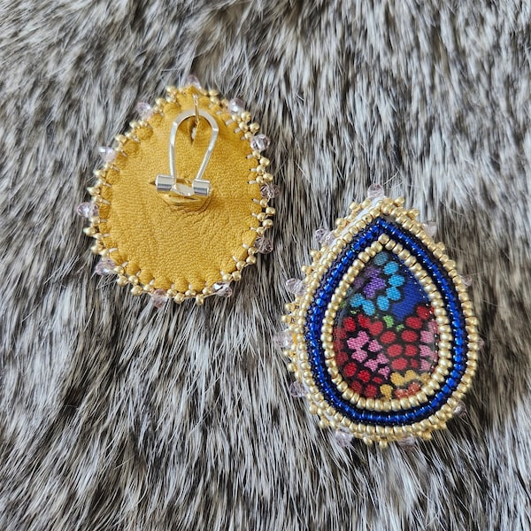 Kokum Scarf Indigenous Beaded Earrings, Native American Beaded Earrings