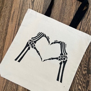 Skeleton Heart Tote With Inside Pocket