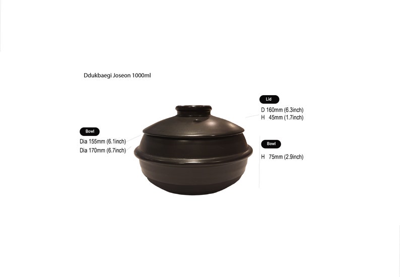Korean earthenware pot, Ddukbaegi Joseon,TtukbaegiLid included, two size option image 4