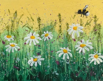 Original mini acrylic painting of bee