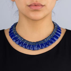 Natural lapis lazuli Faceted Necklace Lapis Lazuli Blue And White Colour Necklace Blue Lapis Lazuli Necklace Natura lapis lazuli Necklace