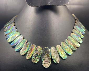 Colar de concha de abalone trançado à mão contas pingente colar-tamanho grande trapézio contas colar estilo gargantilha colar ajustável