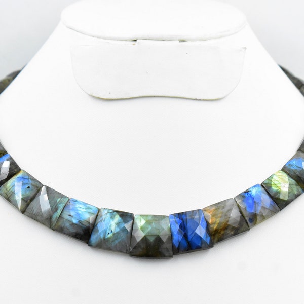 Labradorite Beaded Necklace Flashy Labradorite Necklace Choker Style Necklace Faceted Labradorite Necklace Charm Labradorite Necklace