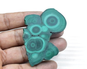 Raw Malachite Slice, Loose Gemstone Slab, Jewelry Making (67X45X7 mm)