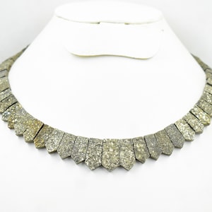 Natural Pyrite Necklace Golden Protection Stone Pyrite Money Attrack Gemstone Beaded Pyrite  Necklace for Woman Gift For Her Choker Necklace
