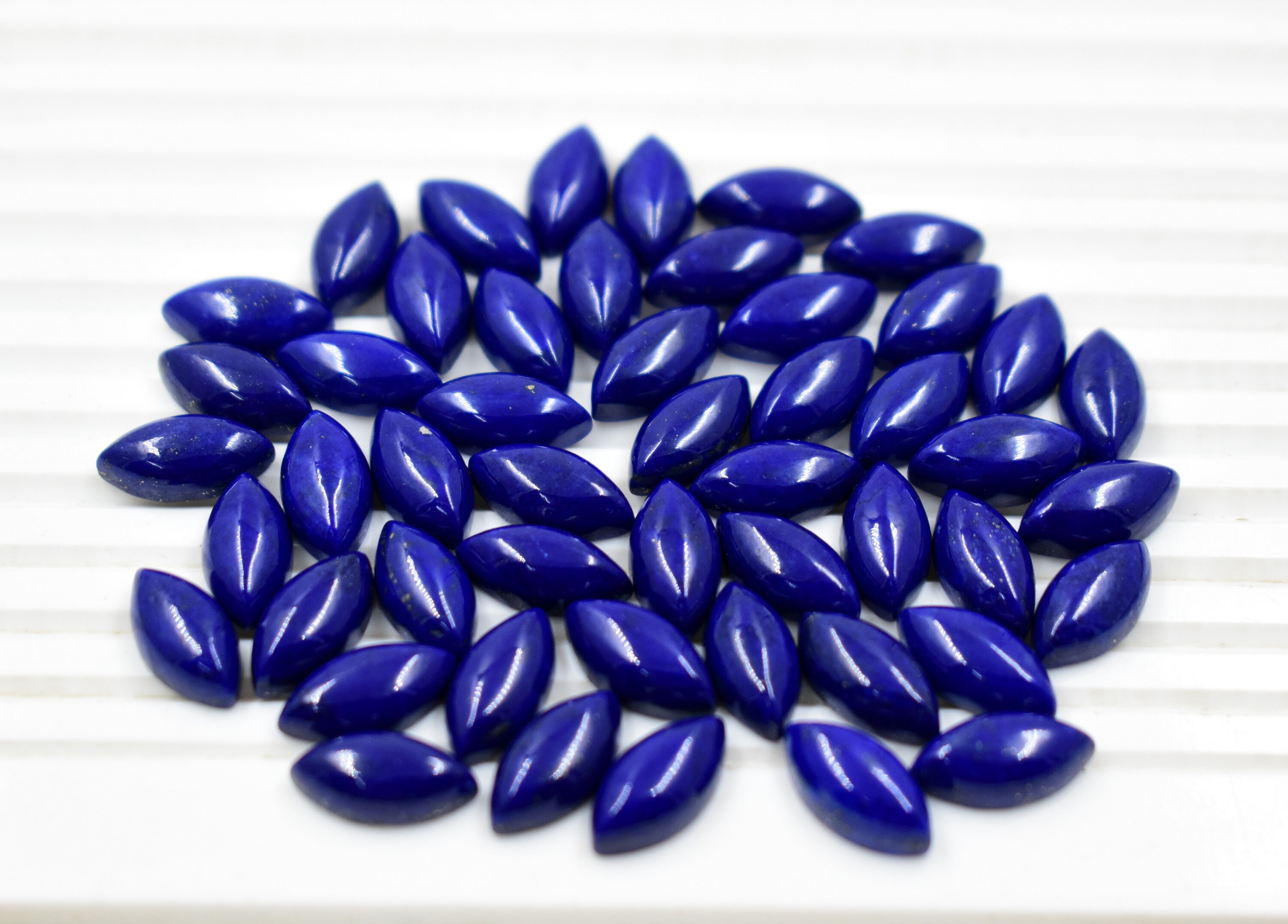 Natural 7X14 Lapis Lazuli Marquise Blue Lapis Lazuli Cabochones flat back lapis lazuli, cabochon, Both Sides Polished Lapis Lazuli