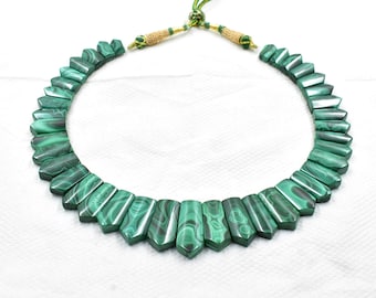 Natural Green Beaded Malachite Necklace Choker Style Necklace Top Quality Malachite Necklace Handmade Gemstone Necklace Healing Gemstone