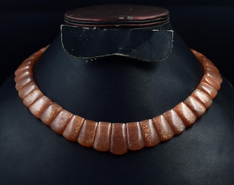Moonstone Layout Necklace Sunstone Beaded Choker Necklace, 13 Inches