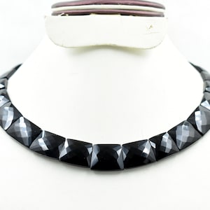 Collar de ónix negro, collar de piedras preciosas de lujo, gargantilla de ónix negro, gargantilla de piedras preciosas negras, collar artesanal, ónix liso
