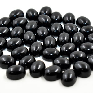 8X12 MM Black Onyx Oval Shape Flat Back Cabochon Gemstone, Calibrated High Quality AAA+ Gemstone