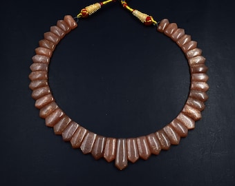 Moonstone Sunstone Choker Necklace, Handmade Gemstone Beads, 12 Inches