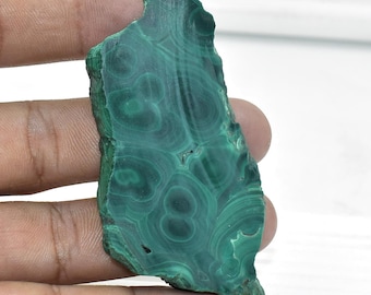 Raw Malachite Slice Gemstone, Jewelry Making (72X36X7 mm)