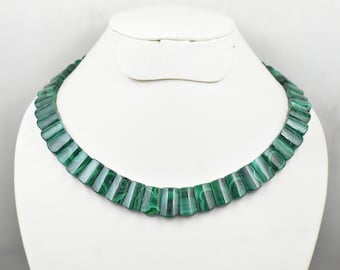 Natural Malachite Choker – Handmade Gemstone Necklace, 14-Inch