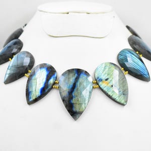 Labradorite Necklace Beaded Labradorite Necklace Collar Gemstone Necklace Statement Necklace Layout Gemstone Necklace
